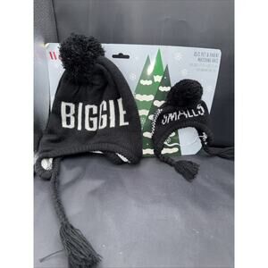Wagatude Biggie Smalls pet and parent matching knit hat set.
